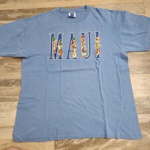 80s Maui Hawaii Souvenir T Shirt Large Belton Single Stitch USA Blue Souvenir